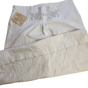 Renaissance Grey Linen Cotton Blend Maxi‎ Skirt Floral Embroidery XXL fairycore